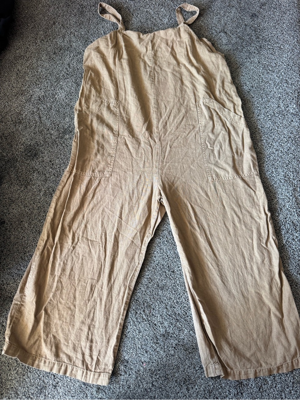 Universal Thread Tan Linen-Blend Wide Leg Jumpsuit